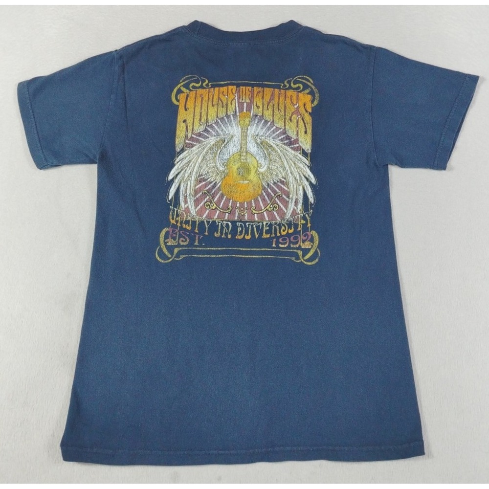 Vintage House Of Blues Shirt Mens Small Blue Orlando Guitar Graphic Rock Music
